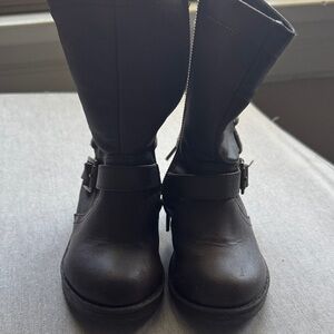 Classic Black Girl’s Mid-Calf Buckle Boots